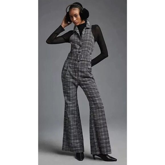 Anthropologie Maeve Plaid Sleeveless Jumpsuit Size 10...